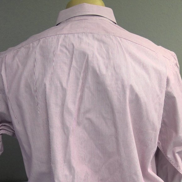 Burberry's of London Button Down Shirt Maroon Striped Men's XL - Picture 3 of 8